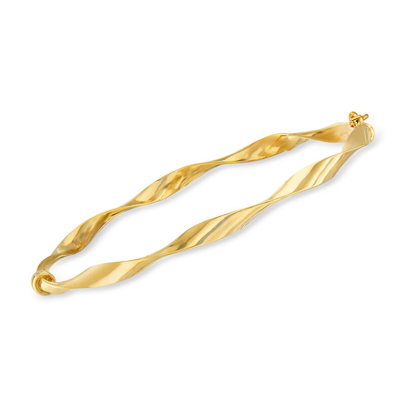 Italian 14kt Yellow Gold Ribbon Bangle Bracelet image number 0