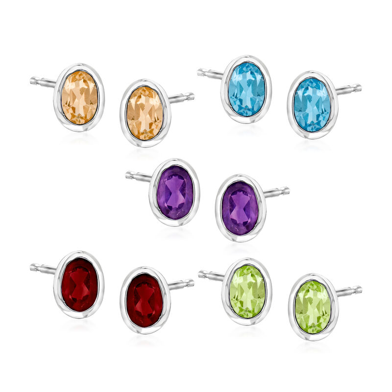 4.60 ct. t.w. Multi-Gemstone Jewelry Set: Five Pairs of Stud Earrings in Sterling Silver image number 0