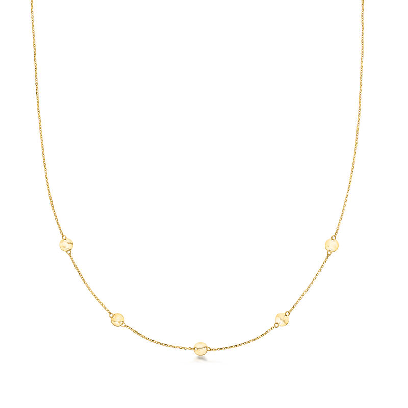 Italian 10kt Yellow Gold Hammered Disc Station Necklace image number 0