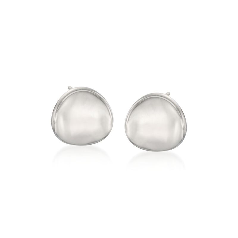 14kt White Gold Curved Round Earrings image number 0