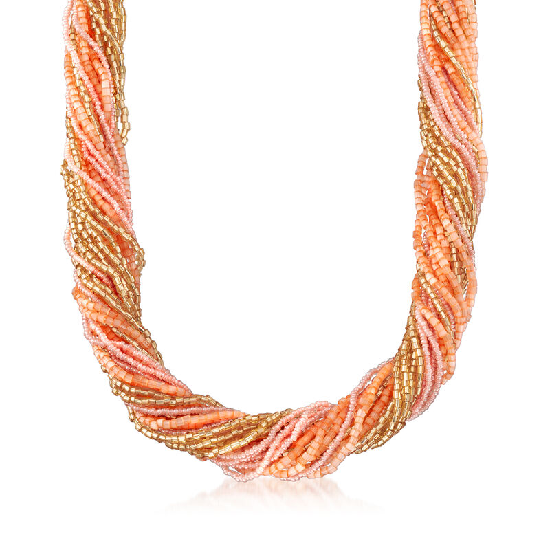 Italian Multicolored Murano Glass Bead Torsade Necklace in 18kt Yellow Gold Over Sterling Silver image number 0