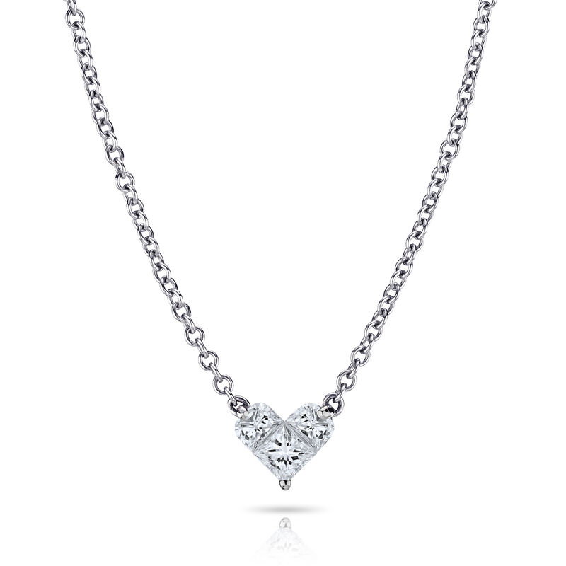 .29 ct. t.w. Diamond Heart Pendant Necklace in 18kt White Gold. 18&quot; image number 0