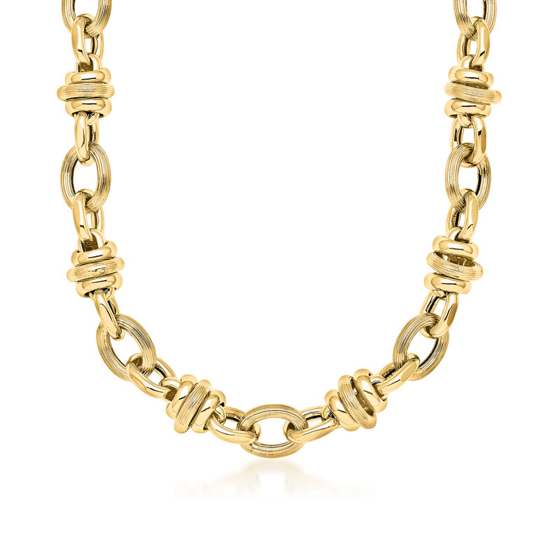Italian 14kt Yellow Gold Multi-Link Necklace. 18&quot; image number 0