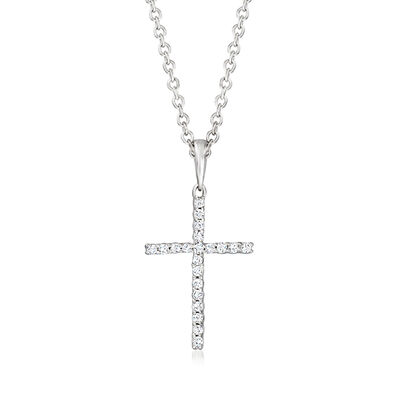 Diamond Cross Pendant Necklace in Sterling Silver