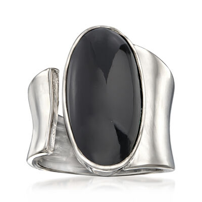 Onyx Wrap Ring in Sterling Silver
