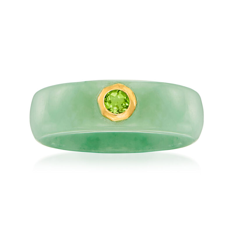 Jade and .30 Carat Peridot Ring with 14kt Yellow Gold image number 0