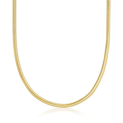 Italian 4mm 14kt Yellow Gold-Plated Flat Snake-Chain Necklace
