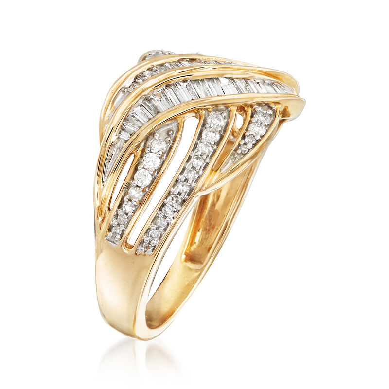 .50 ct. t.w. Round and Baguette Diamond Crossover Ring in 14kt Yellow Gold image number 1