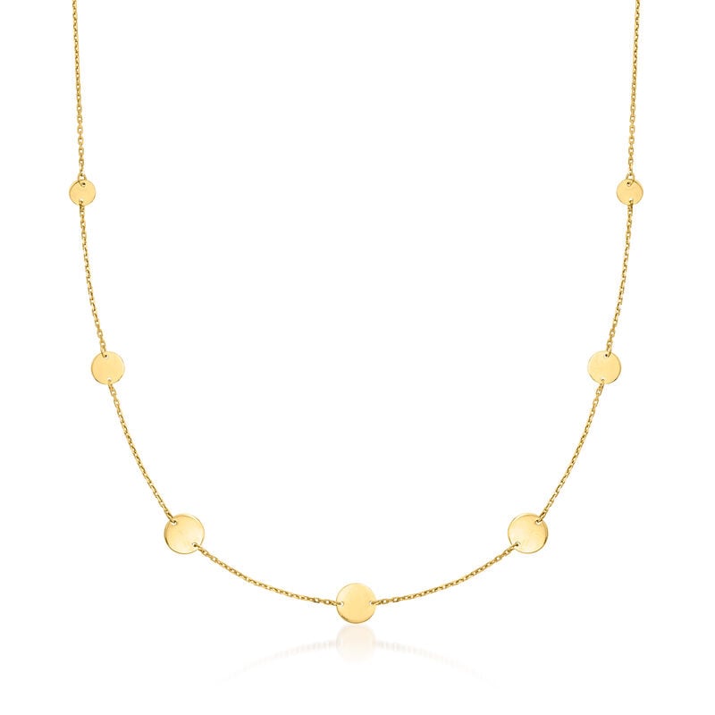 Italian 14kt Yellow Gold Multi-Size Disc Station Necklace image number 0