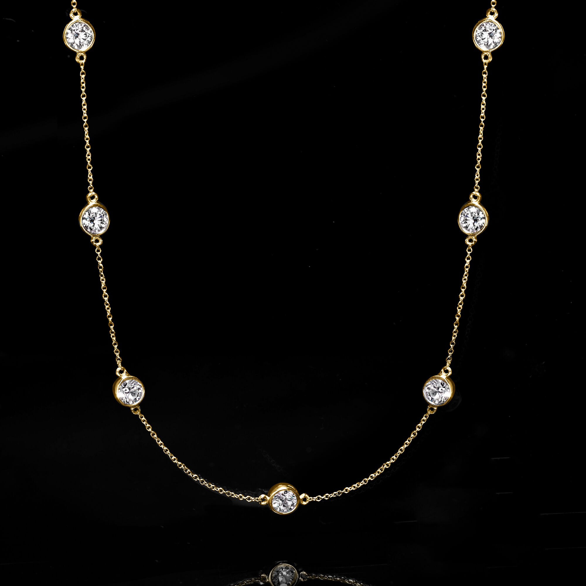 5.00 ct. t.w. Lab-Grown Diamond Station Necklace in 14kt
