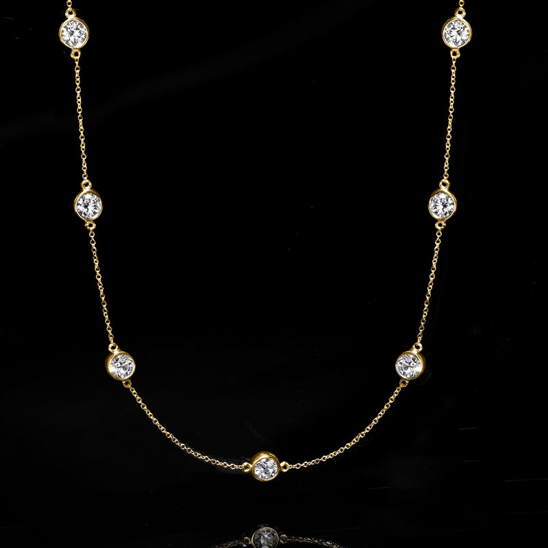 5.00 ct. t.w. Lab-Grown Diamond Station Necklace in 14kt Yellow Gold image number 2