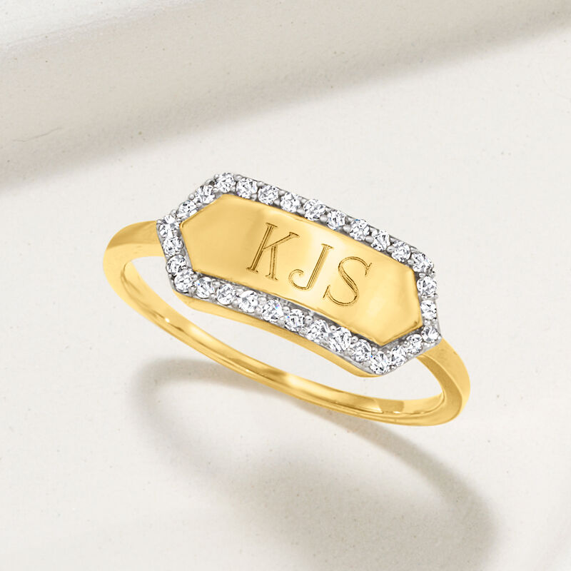 .20 ct. t.w. Diamond Personalized Ring in 14kt Yellow Gold image number 2