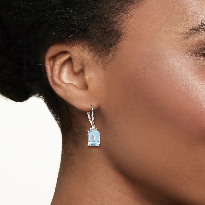 7.75 ct. t.w. Sky Blue Topaz Drop Earrings with .10 ct. t.w. White Topaz in Sterling Silver  image number 1