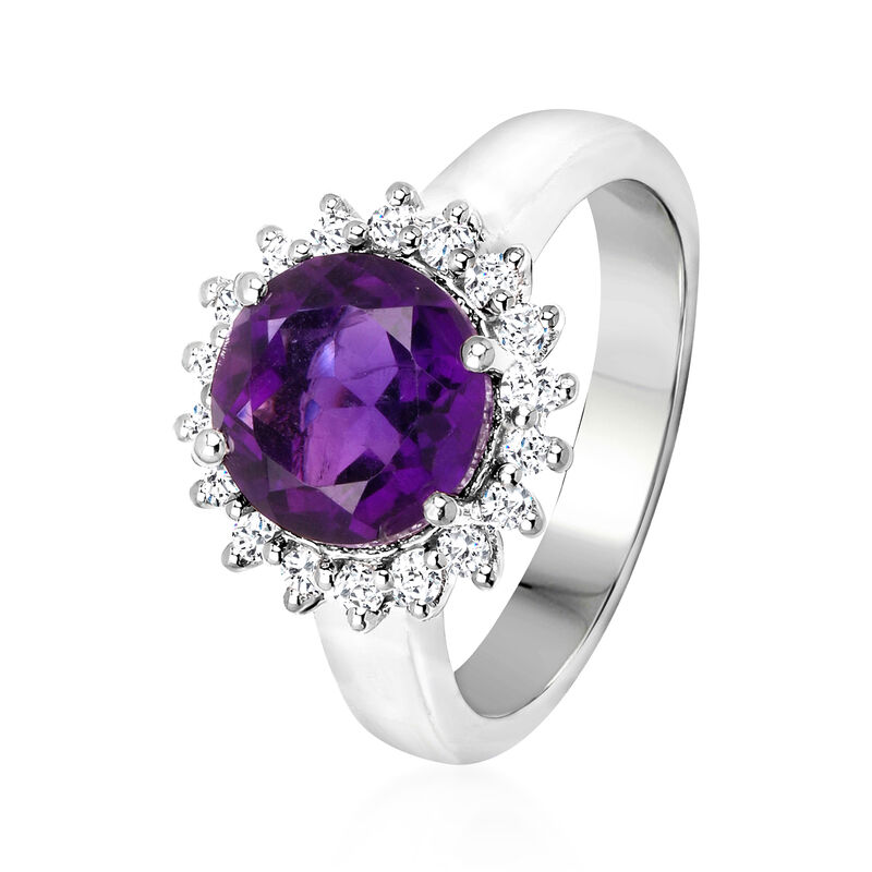 2.20 Carat Amethyst and .30 ct. t.w. White Topaz Ring in Sterling Silver. Size 7 image number 1