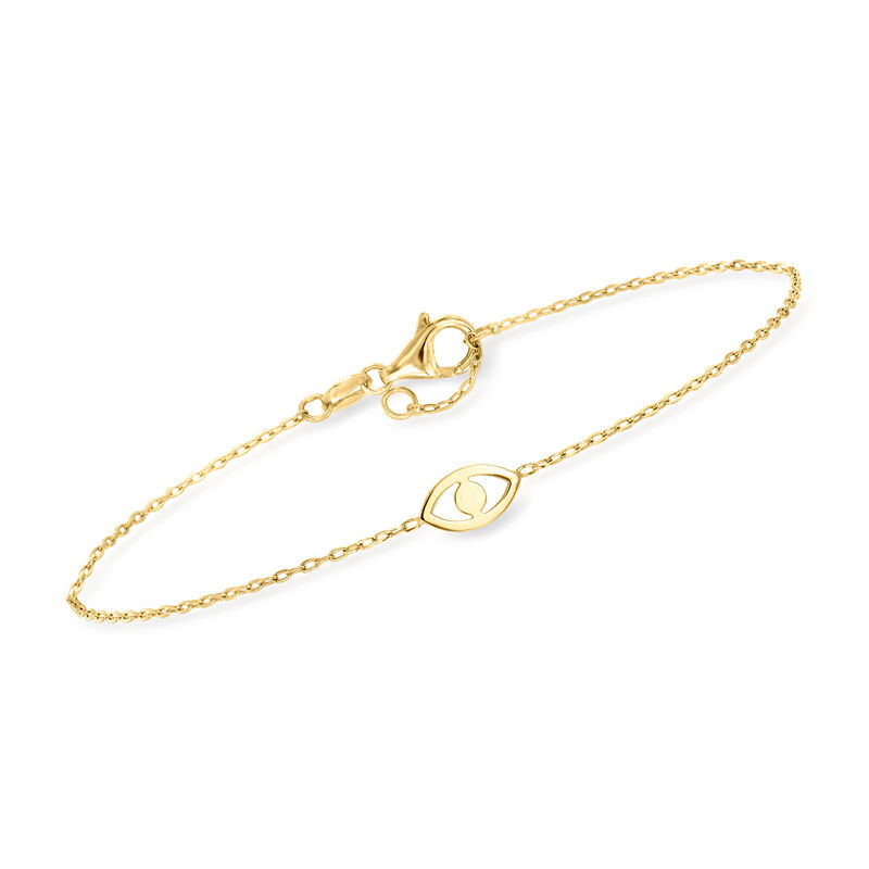 Italian 14kt Yellow Gold Evil Eye Bracelet. 6.5&quot; image number 0