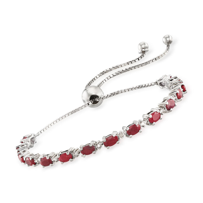 4.50 ct. t.w. Ruby Bolo Bracelet with Diamonds in Sterling Silver image number 0