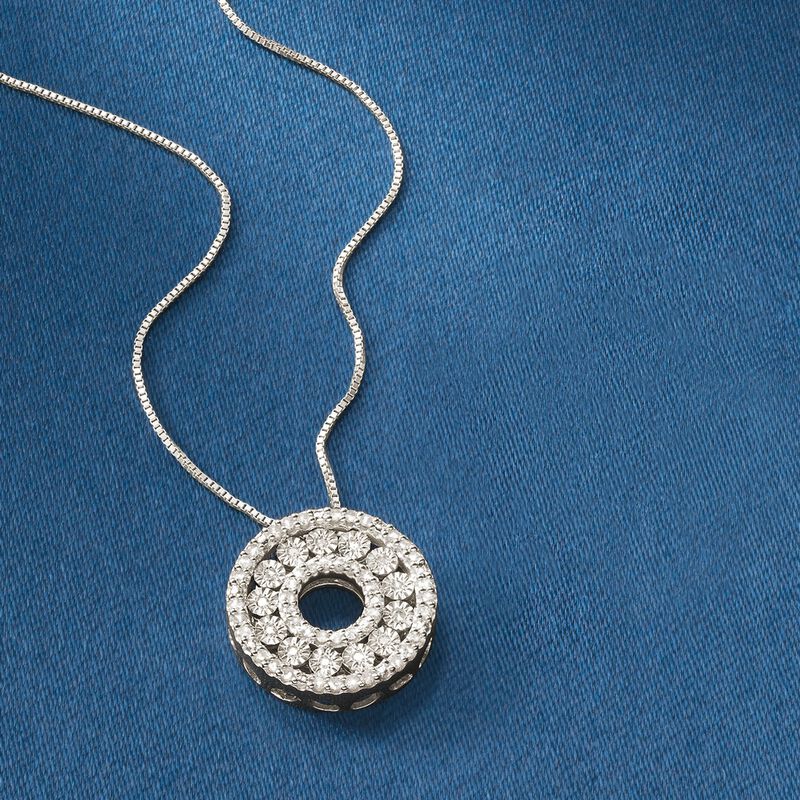 .21 ct. t.w. Diamond Circle Pendant Necklace in Sterling Silver image number 2