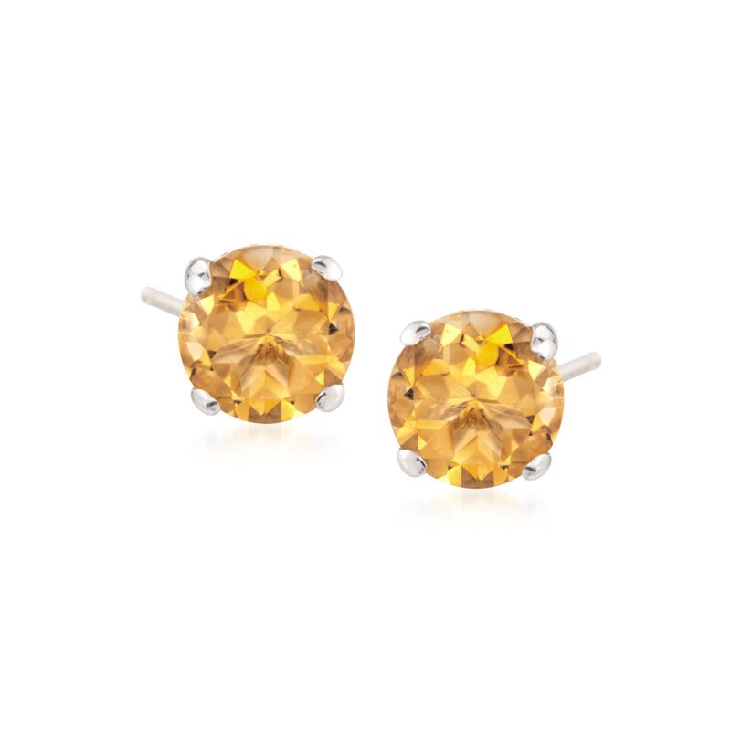 1.40 ct. t.w. Citrine Stud Earrings in 14kt White Gold image number 0