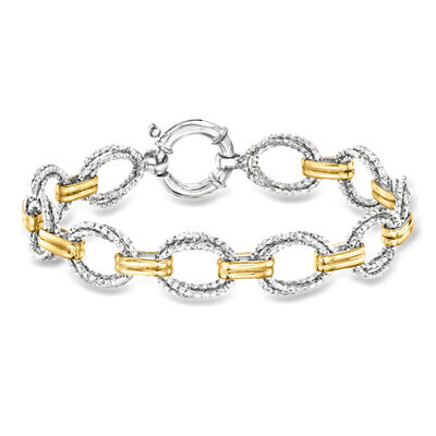 Silver and 14kt Gold-Plated Oval-Link Bracelet