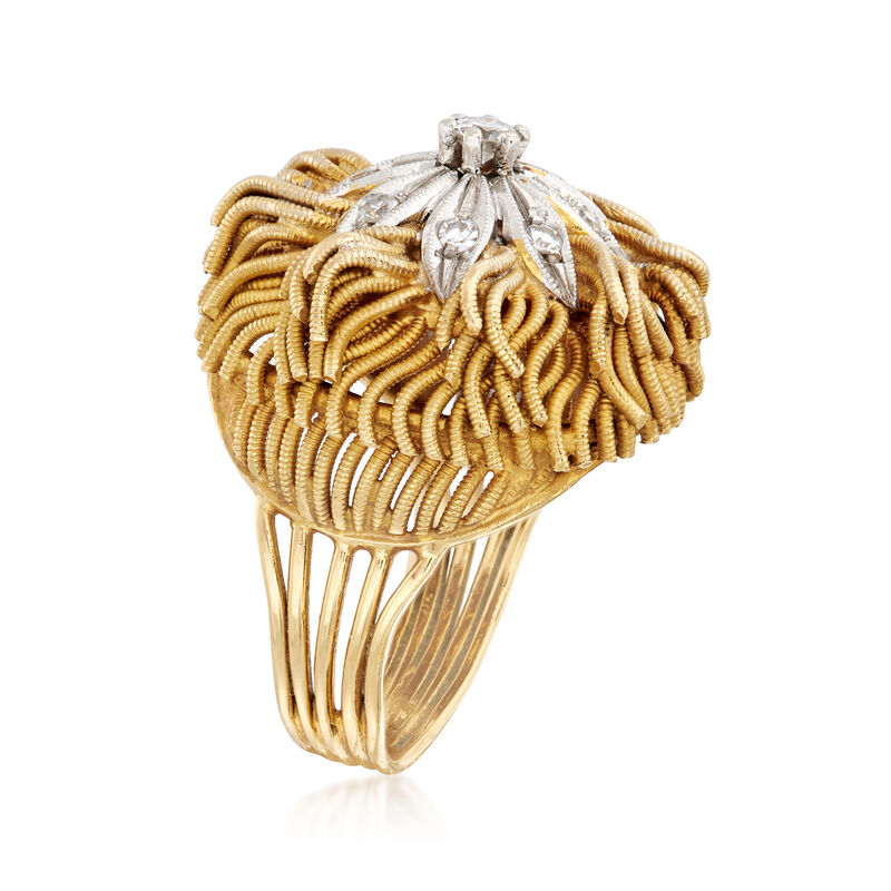 C. 1970 Vintage .30 ct. t.w. Diamond Floral Ring in 18kt Yellow Gold. Size 6.5 image number 2
