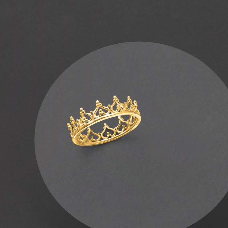14kt Yellow Gold Royal Crown Ring. Size 10 image number 3