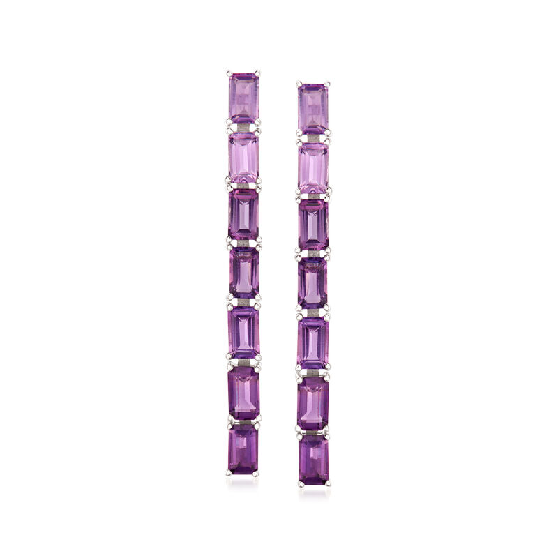 3.20 ct. t.w. Amethyst Linear Drop Earrings in Sterling Silver image number 0