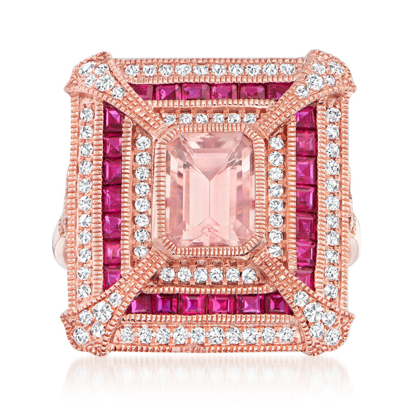 2.80 ct. t.w. Multi-Gemstone and .46 ct. t.w. Diamond Ring in 14kt Rose Gold image number 0