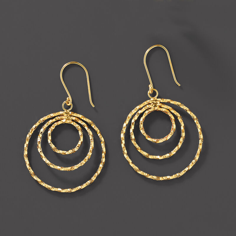 18kt Yellow Gold Circle Drop Earrings  image number 2