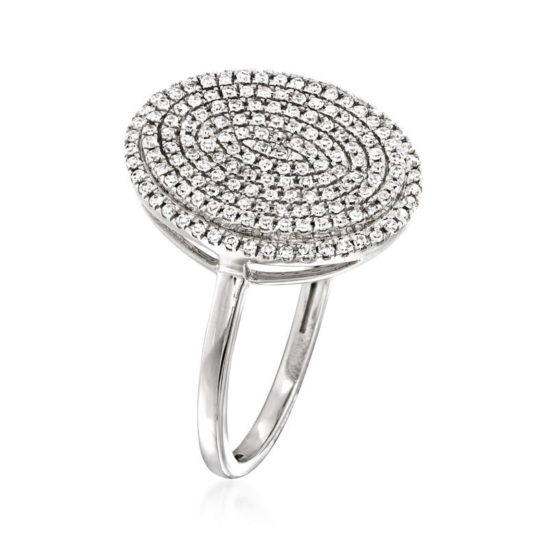.35 ct. t.w. Pave Diamond Oval Ring in 14kt White Gold image number 2