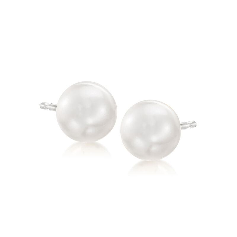 7-7.5mm Cultured Pearl Jewelry Set: Stud Earrings, Bracelet and Necklace with Sterling Silver image number 5
