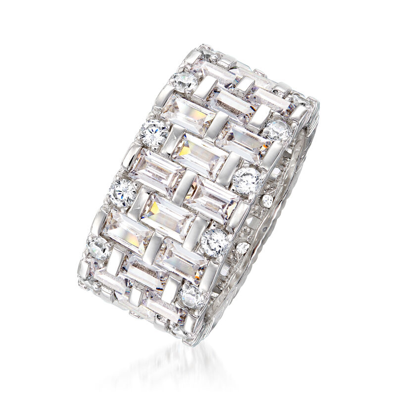 5.50 ct. t.w. Baguette and Round CZ Eternity Band in Sterling Silver image number 2