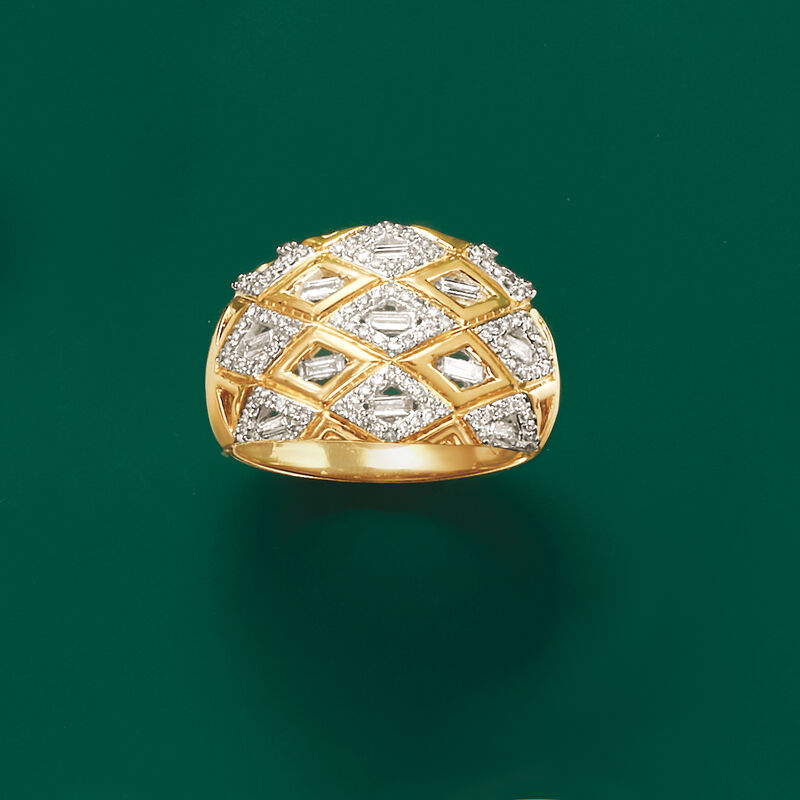 .50 ct. t.w. Baguette and Round Diamond Patterned Ring in 14kt Yellow Gold image number 3