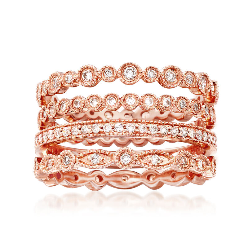 .73 ct. t.w. Diamond Jewelry Set: Four Eternity Bands in 14kt Rose Gold image number 0