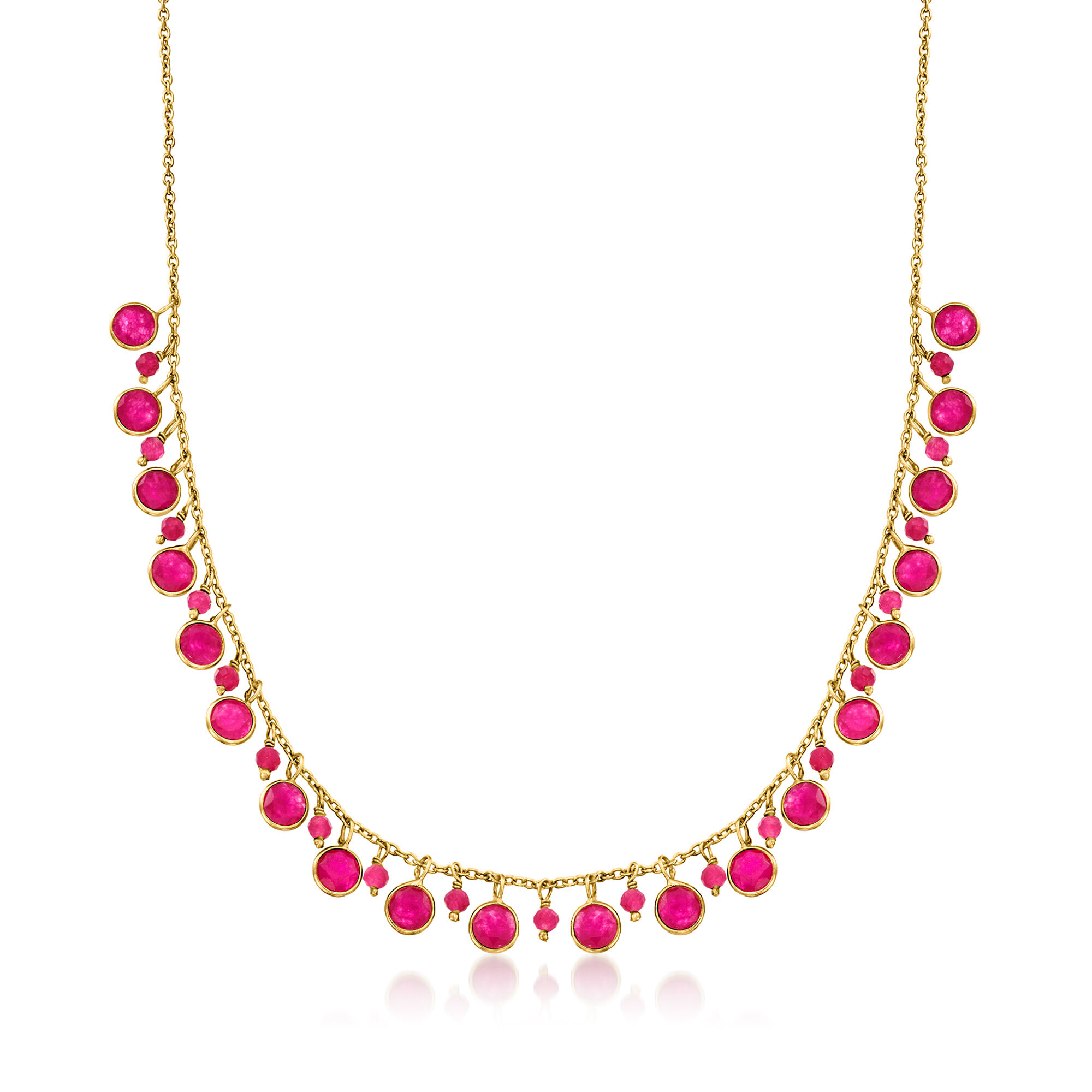 Ross-Simons 10.90 ct. t.w. Pink Quartz Drop Necklace in 18kt Gold Over Sterling. 18 inches並行輸入