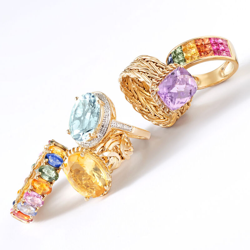 3.00 Carat Amethyst Woven Ring in 14kt Yellow Gold image number 3