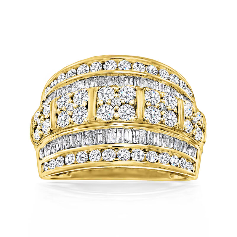 2.00 ct. t.w. Baguette and Round Diamond Multi-Row Ring in 18kt Gold Over Sterling image number 0