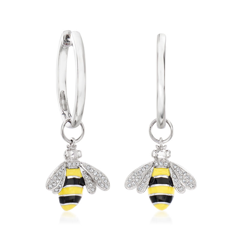 .15 ct. t.w. Diamond Bumblebee Hoop Drop Earrings in Sterling Silver  image number 2
