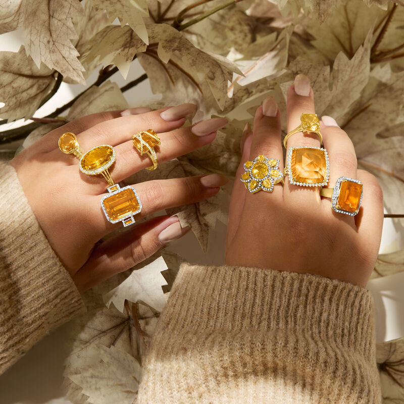 11.00 Carat Madeira Citrine and .20 ct. t.w. Diamond Ring in 18kt Gold Over Sterling. Size 8 image number 3