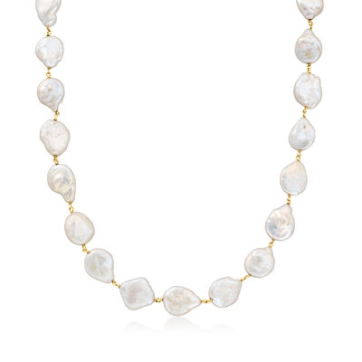 6-11mm Cultured Baroque Pearl Toggle Necklace in 18kt Gold Over Sterling