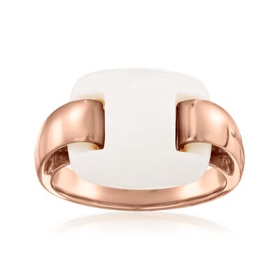 C. 1990 Vintage Ferragamo White Agate Ring in 18kt Rose Gold
