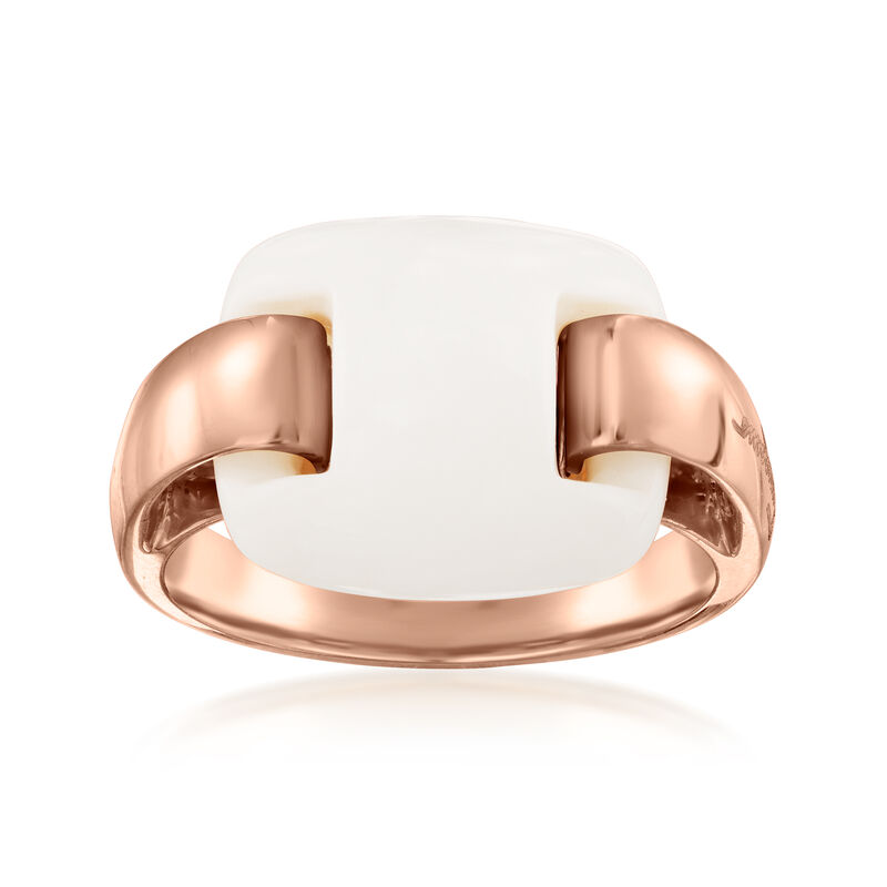 C. 1990 Vintage Ferragamo White Agate Ring in 18kt Rose Gold. Size 6 image number 0