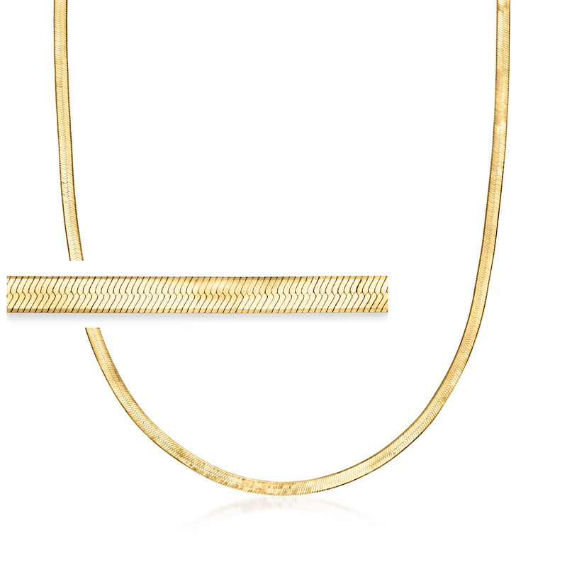 Italian 3mm 18kt Gold Over Sterling Herringbone Necklace. 18&quot; image number 1