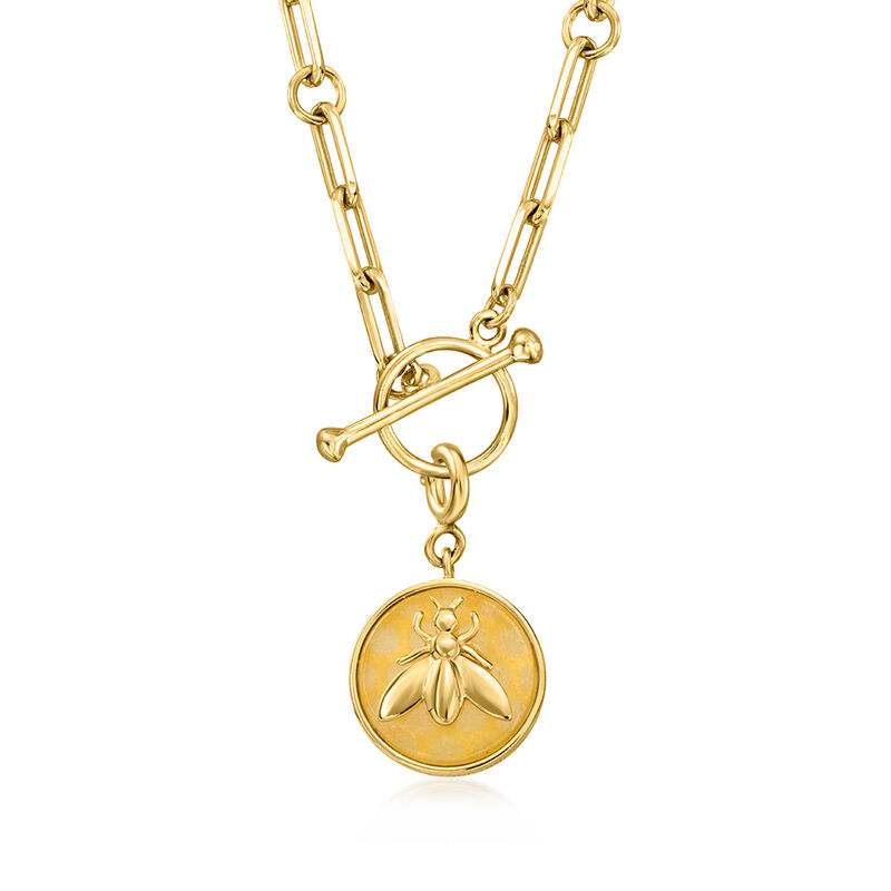 Yellow Jade Bumblebee Charm in 18kt Gold Over Sterling. Charm image number 1