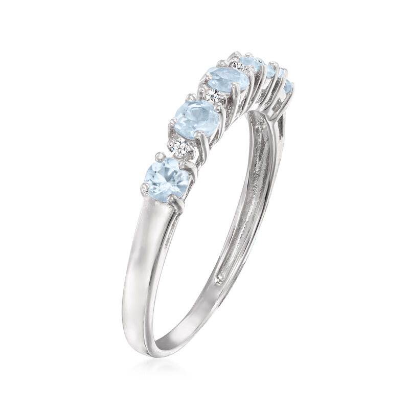 .50 ct. t.w. Aquamarine Five-Stone Ring with Diamonds in Sterling Silver image number 2