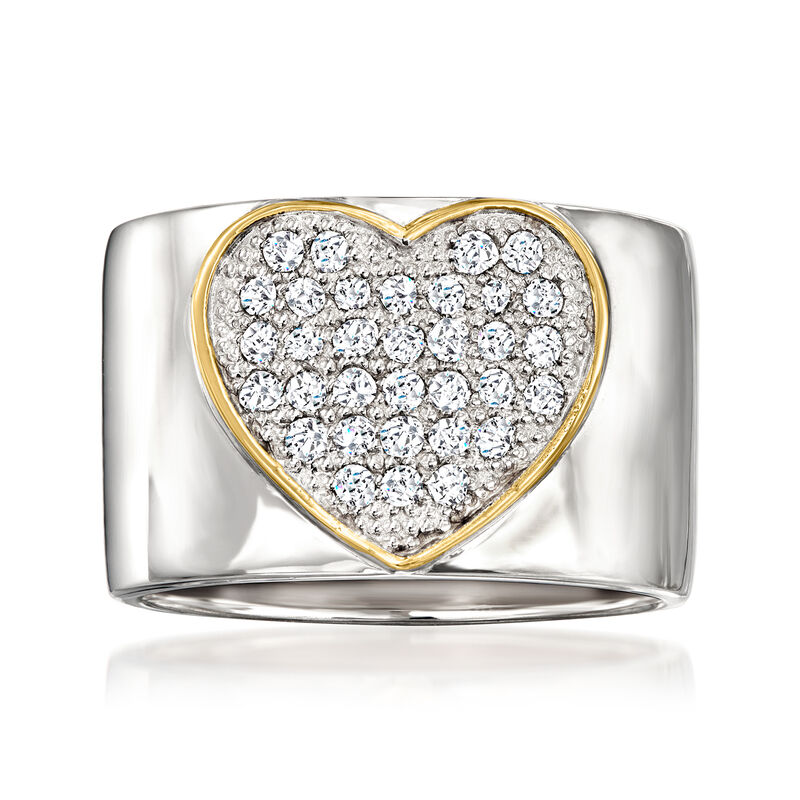 .50 ct. t.w. Pave Diamond Heart Ring in Sterling Silver with 14kt Yellow Gold image number 0