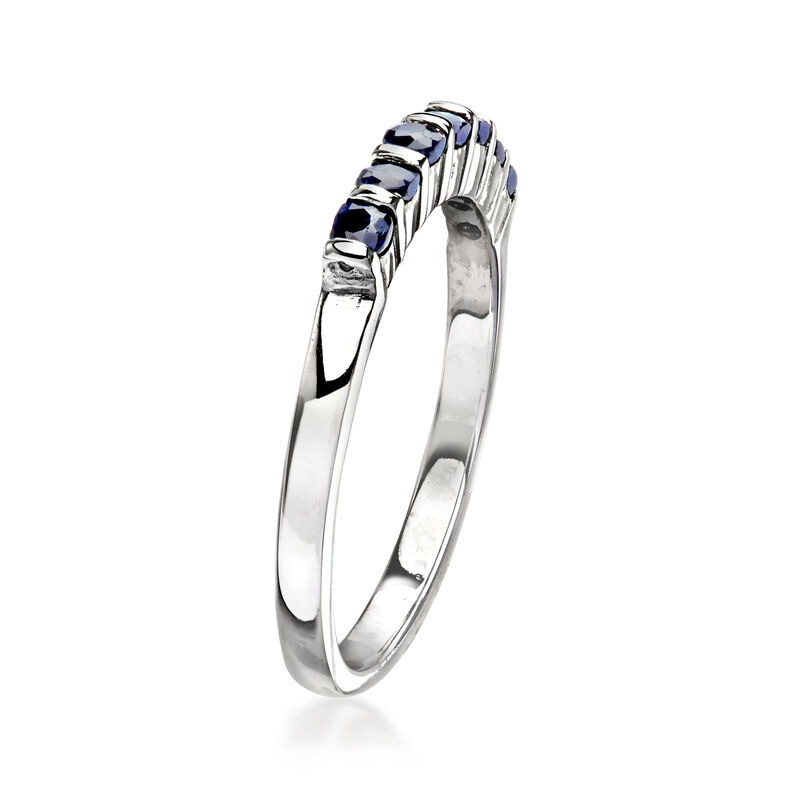 C. 1980 Vintage .50 ct. t.w. Sapphire Ring in 14kt White Gold. Size 6 image number 2