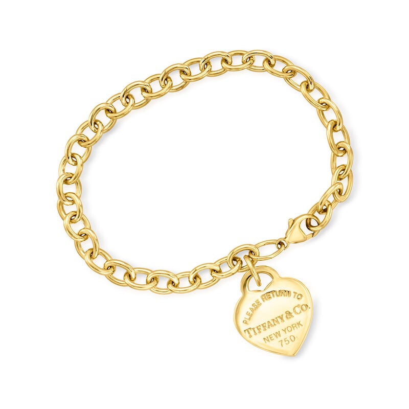 C. 1990 Vintage Tiffany Jewelry 18kt Yellow Gold Heart Charm Bracelet image number 0