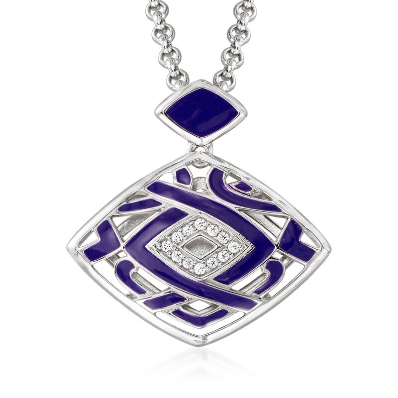 Belle Etoile &quot;Virago&quot; Twilight Blue Enamel Pendant in Sterling Silver image number 1