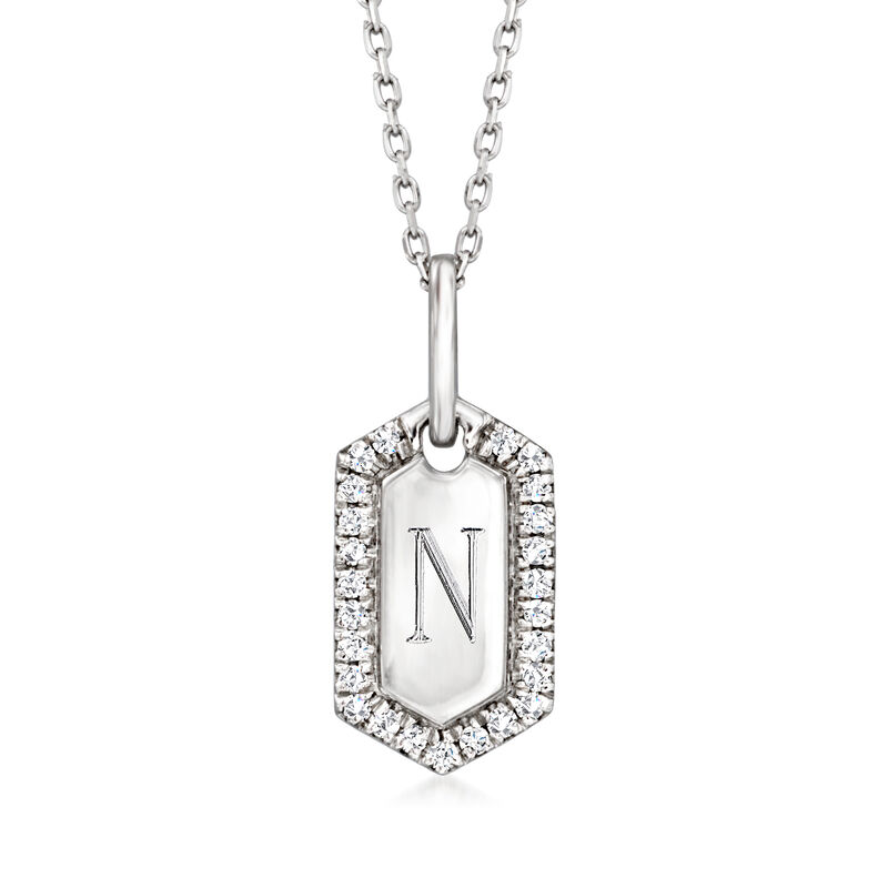 .10 ct. t.w. Diamond Personalized Tag Pendant Necklace in Sterling Silver image number 0