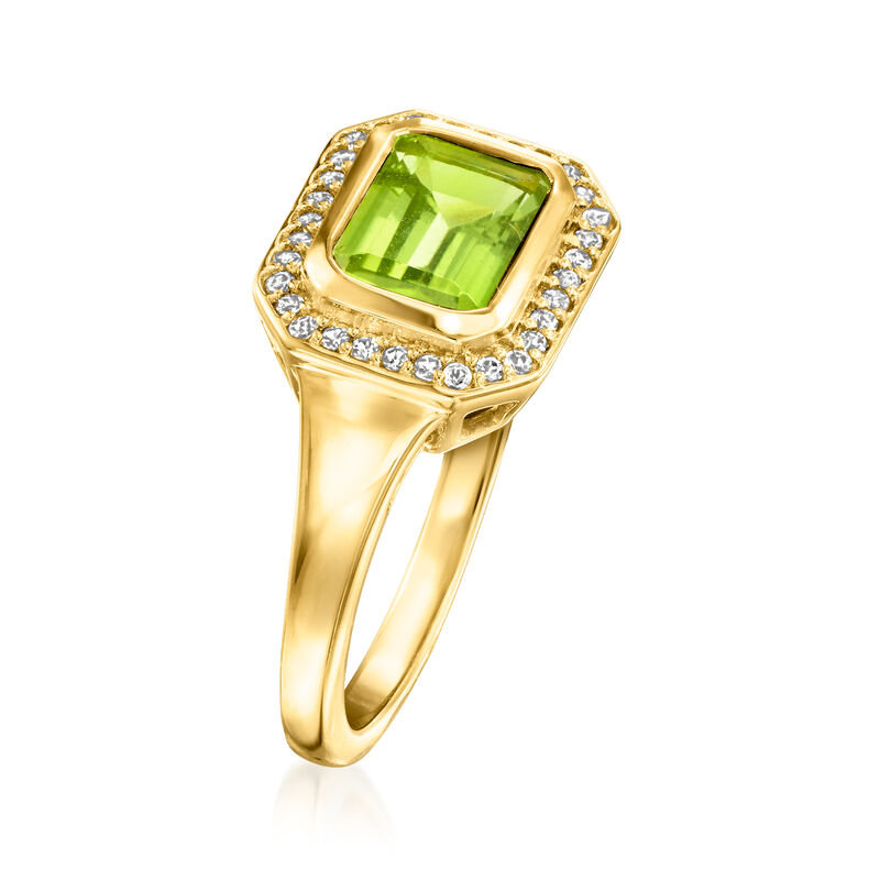 1.40 Carat Peridot Ring with .10 ct. t.w. White Topaz in 18kt Gold Over Sterling image number 2